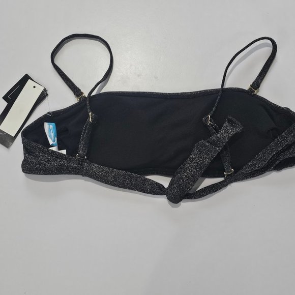 California Waves Metallic Shine Bandeau Neckline Bikini Top - Picture 6 of 9